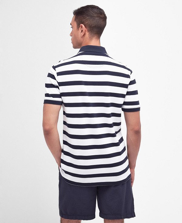 Barbour Striped Sports Polo Shirt Classic Navy | BABO88085