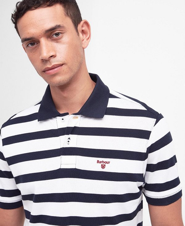 Barbour Striped Sports Polo Shirt Classic Navy | BABO88085