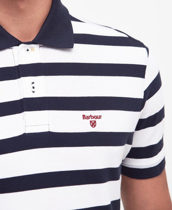 Barbour Striped Sports Polo Shirt Classic Navy | BABO88085