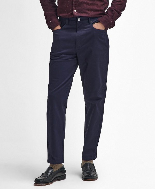 Barbour Suede Sateen Regular Trousers Navy | BABO88833