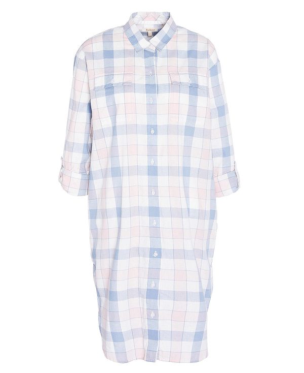 Barbour Summer Millcross Shirt Dress Shell Pink/Chambray | BABO89593