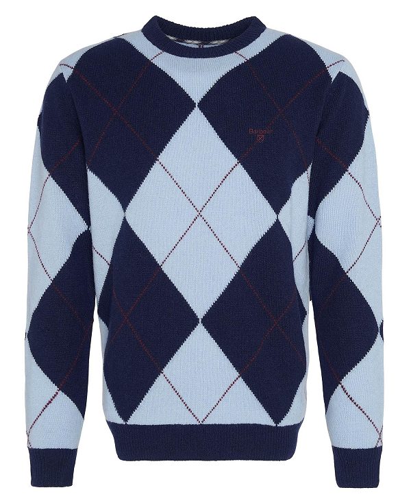 Barbour Sutherwell Argyle Crew Neck Jumper Navy | BABO88689