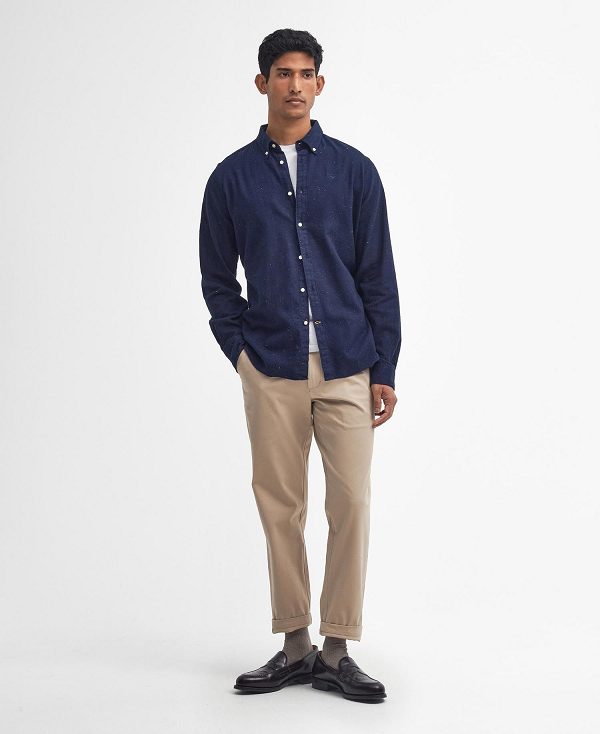 Barbour Tainsbury Tailored Long Sleeved Shirt Navy | BABO87864