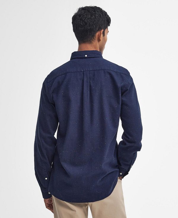 Barbour Tainsbury Tailored Long Sleeved Shirt Navy | BABO87864