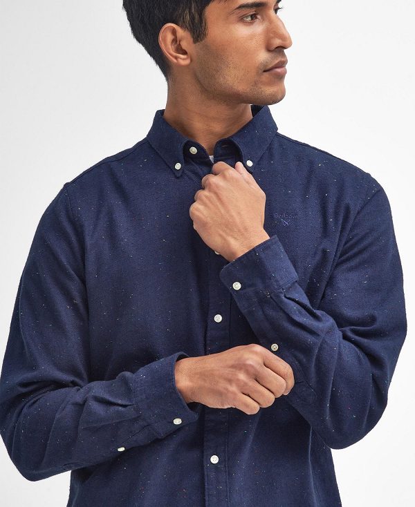 Barbour Tainsbury Tailored Long Sleeved Shirt Navy | BABO87864