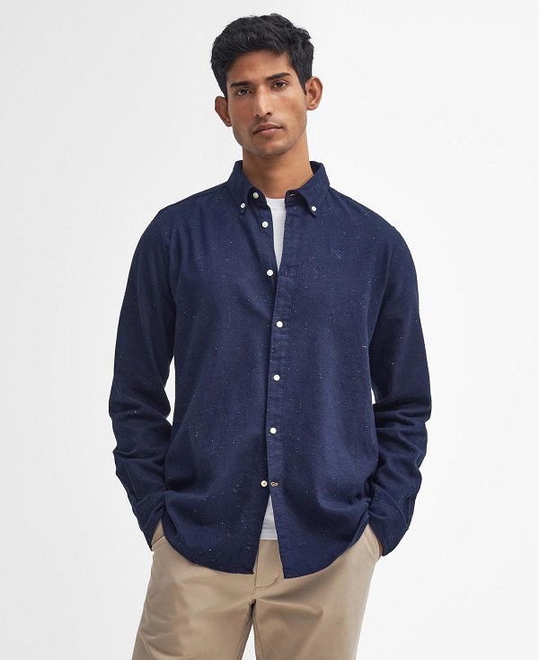 Barbour Tainsbury Tailored Long Sleeved Shirt Navy | BABO87864