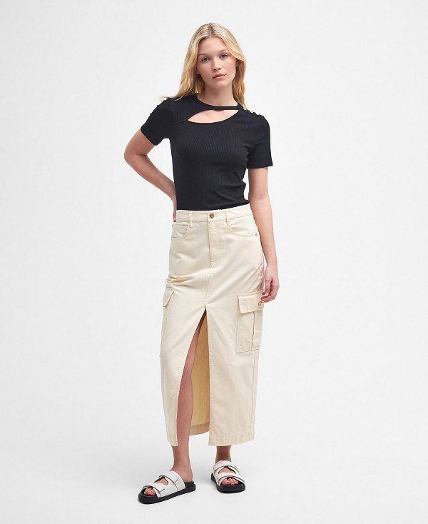 Barbour Tamsin Cargo Midi Skirt Washed Black | BABO89608