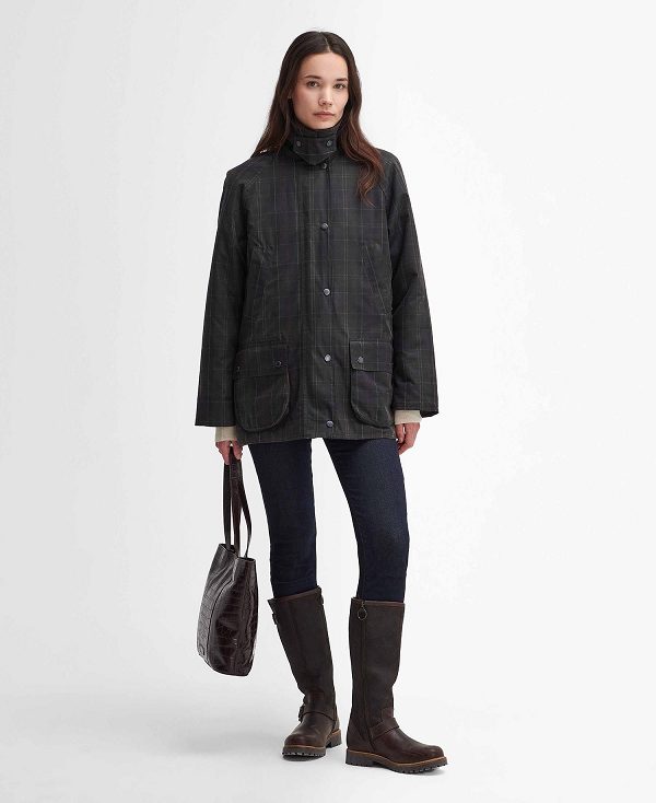 Barbour Tartan Ashby Waxed Jacket Dark Classic | BABO89205