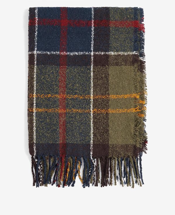 Barbour Tartan Boucle Scarf Pink/Hessian | BABO90083