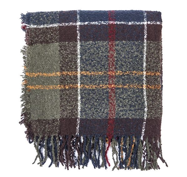 Barbour Tartan Boucle Scarf Pink/Hessian | BABO90083