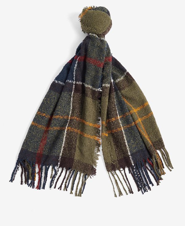 Barbour Tartan Boucle Scarf Pink/Hessian | BABO90083