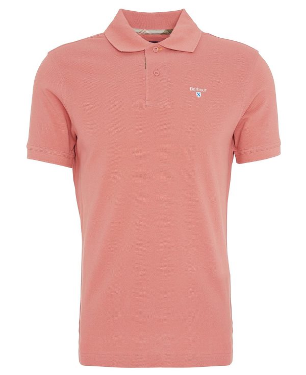 Barbour Tartan Pique Polo Shirt Pink Clay | BABO88159