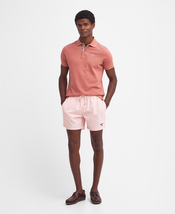 Barbour Tartan Pique Polo Shirt Pink Clay | BABO88159