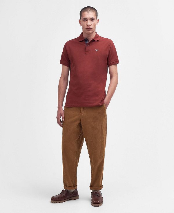 Barbour Tartan Pique Polo Shirt Red | BABO88154