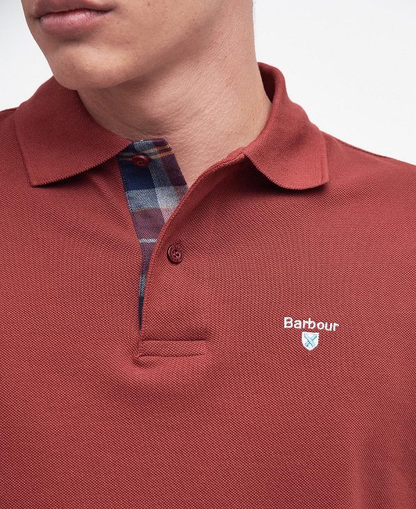 Barbour Tartan Pique Polo Shirt Red | BABO88154