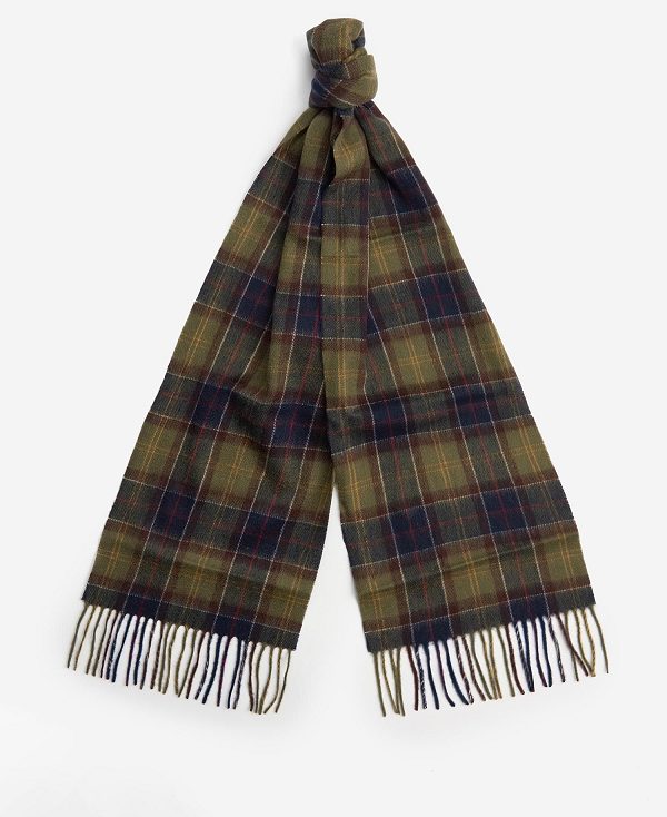 Barbour Tartan Scarf & Glove Gift Set Classic Black Slate Tartan | BABO89115