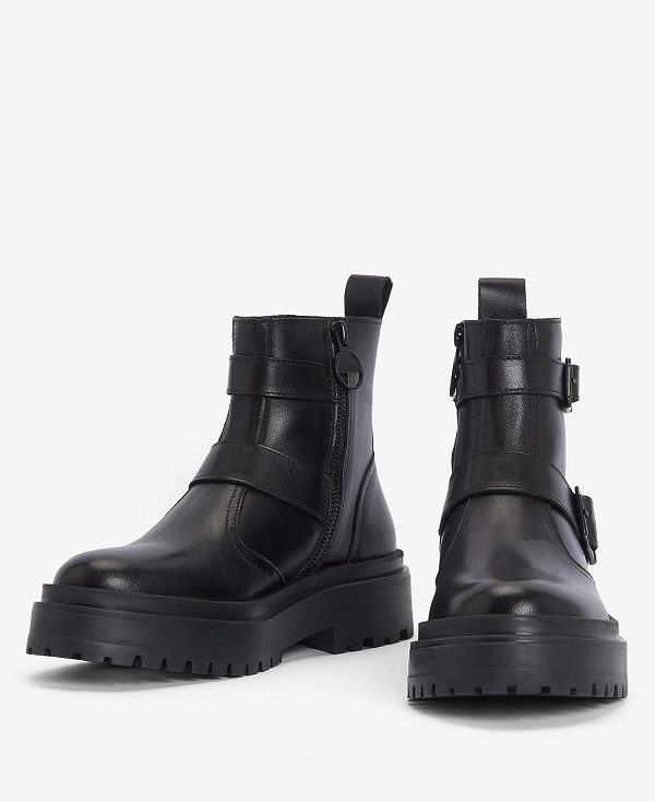 Barbour Tasmin Double-buckle Chelsea Boots Classic Black | BABO89886