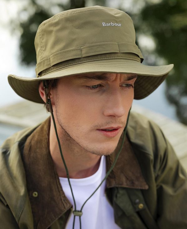 Barbour Teesdale Showerproof Bucket Hat Army Green | BABO88973