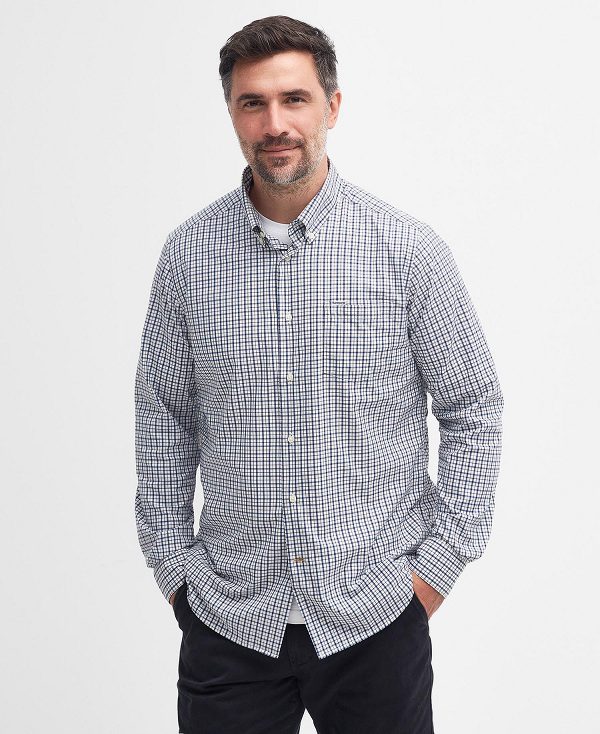 Barbour Teesdale Tailored Long-sleeved Shirt Classic Navy | BABO87724