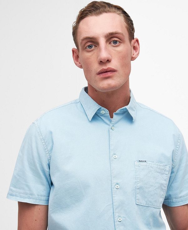 Barbour Terra Dye Regular Short-sleeved Shirt Sky | BABO87767