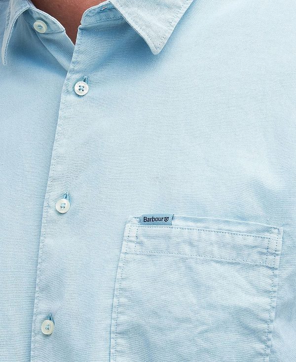 Barbour Terra Dye Regular Short-sleeved Shirt Sky | BABO87767