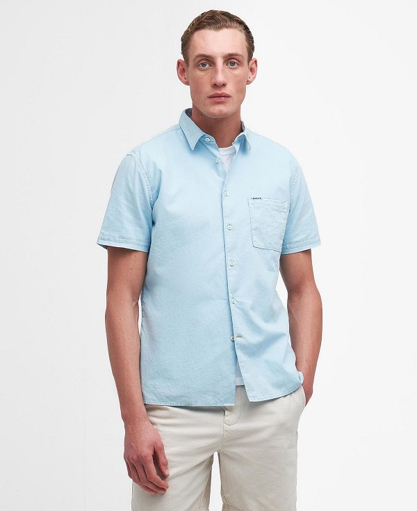 Barbour Terra Dye Regular Short-sleeved Shirt Sky | BABO87767