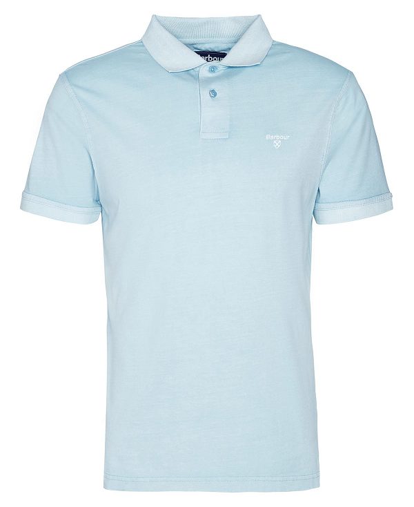 Barbour Terra Dye Short-sleeved Polo Shirt Sky | BABO88169