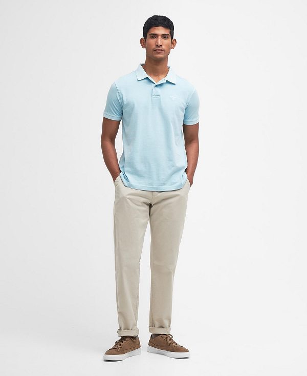 Barbour Terra Dye Short-sleeved Polo Shirt Sky | BABO88169