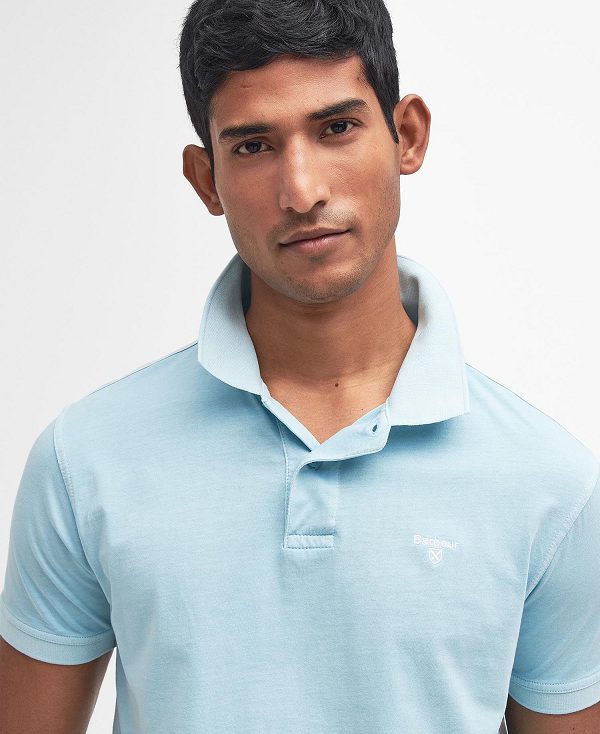 Barbour Terra Dye Short-sleeved Polo Shirt Sky | BABO88169