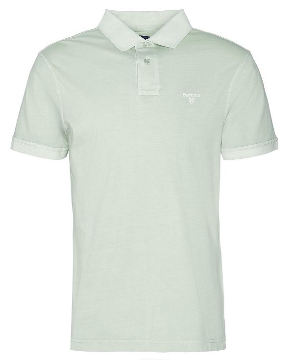 Barbour Terra Dye Short-sleeved Polo Shirt Sea Foam | BABO88170