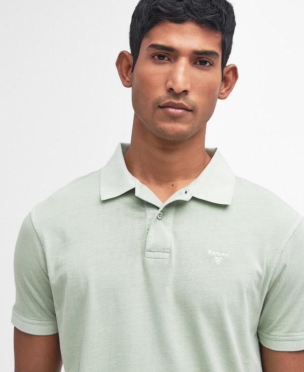 Barbour Terra Dye Short-sleeved Polo Shirt Sea Foam | BABO88170