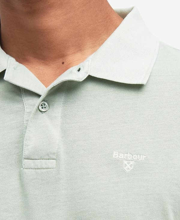 Barbour Terra Dye Short-sleeved Polo Shirt Sea Foam | BABO88170