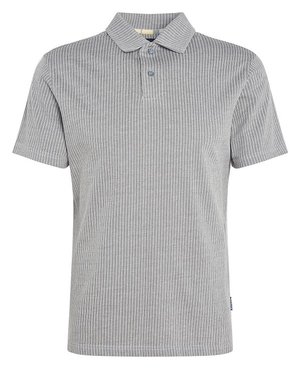 Barbour Tickhill Striped Short-sleeved Polo Shirt Rainy Day | BABO88194