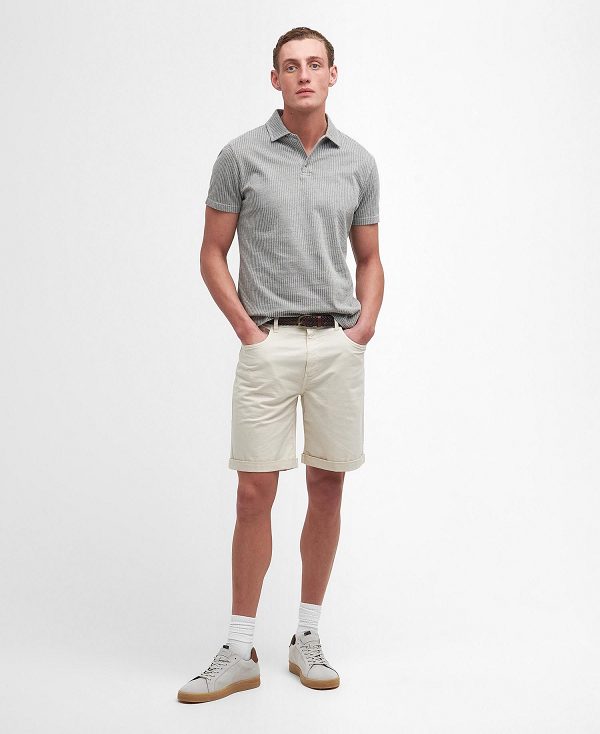 Barbour Tickhill Striped Short-sleeved Polo Shirt Rainy Day | BABO88194