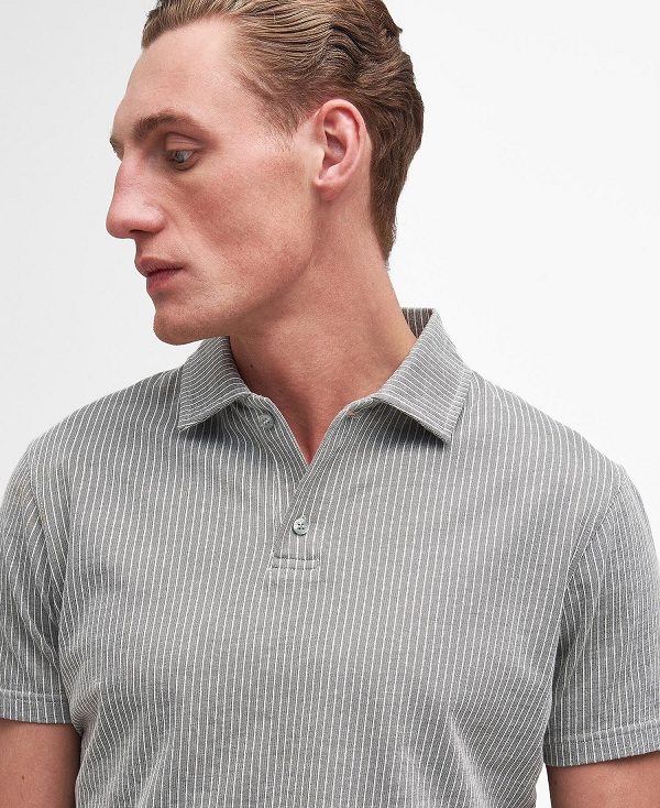 Barbour Tickhill Striped Short-sleeved Polo Shirt Rainy Day | BABO88194