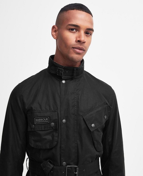 Barbour Tourer Slim International Waxed Jacket Black | BABO87211