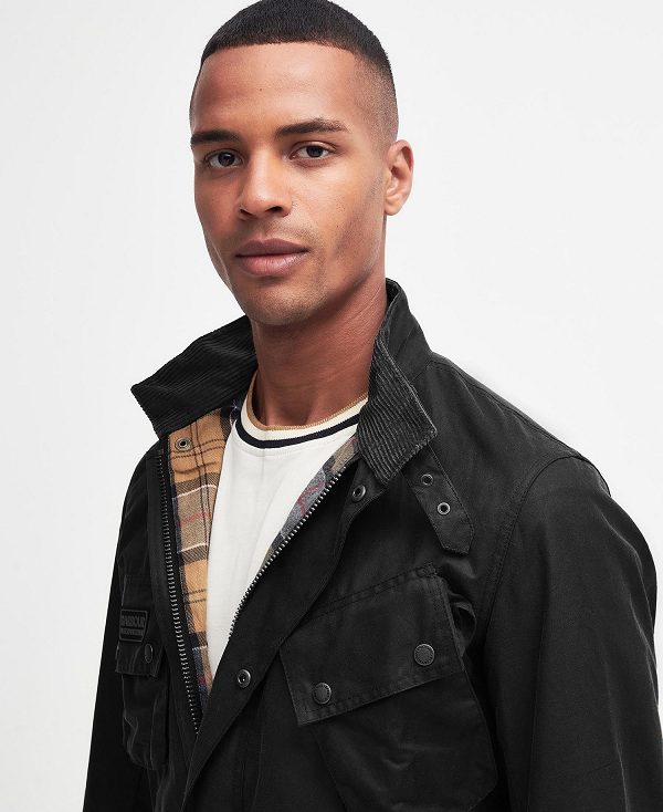 Barbour Tourer Slim International Waxed Jacket Black | BABO87211