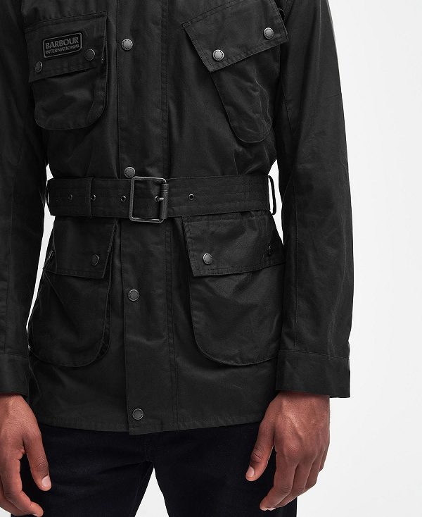 Barbour Tourer Slim International Waxed Jacket Black | BABO87211