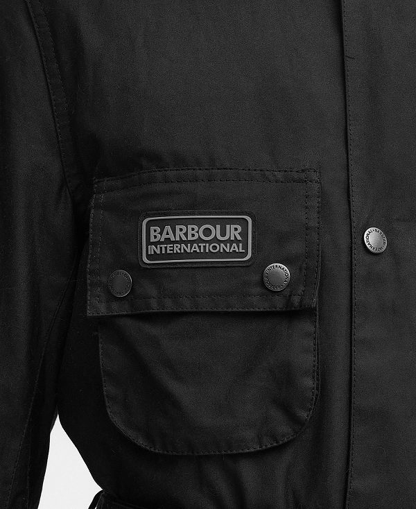 Barbour Tourer Slim International Waxed Jacket Black | BABO87211