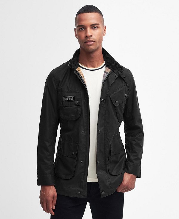 Barbour Tourer Slim International Waxed Jacket Black | BABO87211