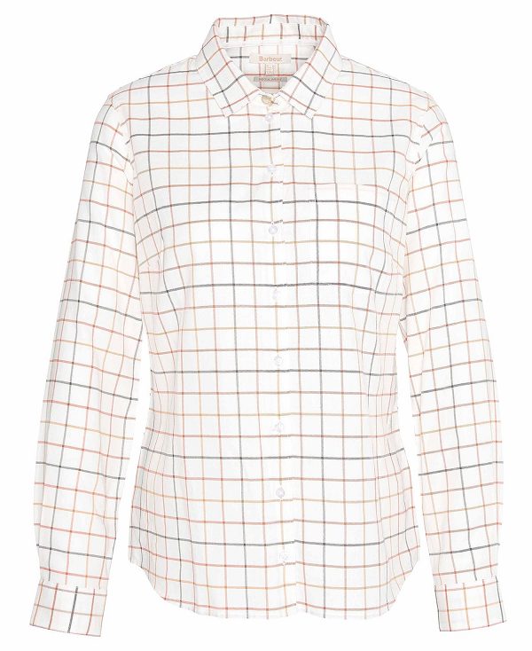 Barbour Triplebar Long-sleeved Shirt Cloud/Spiced Pumpkin Check | BABO89512