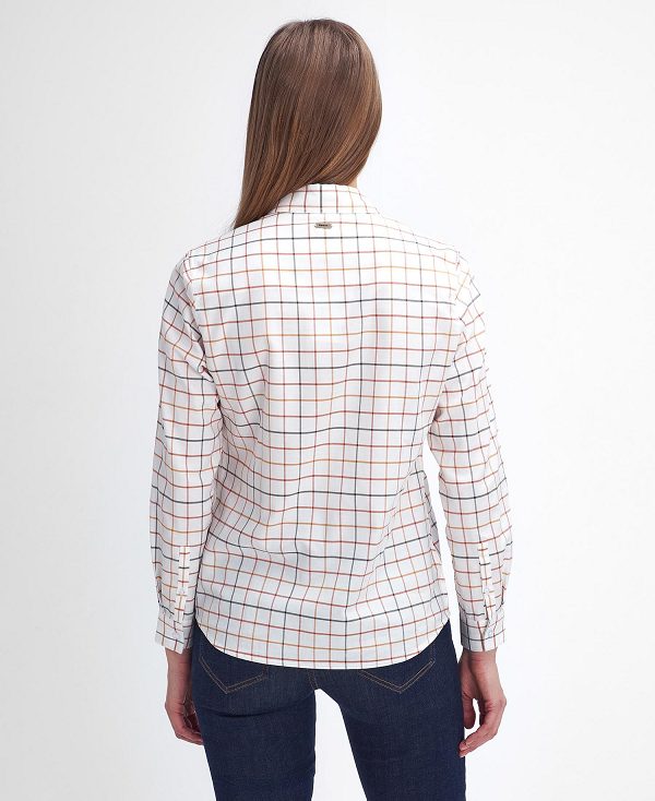 Barbour Triplebar Long-sleeved Shirt Cloud/Spiced Pumpkin Check | BABO89512