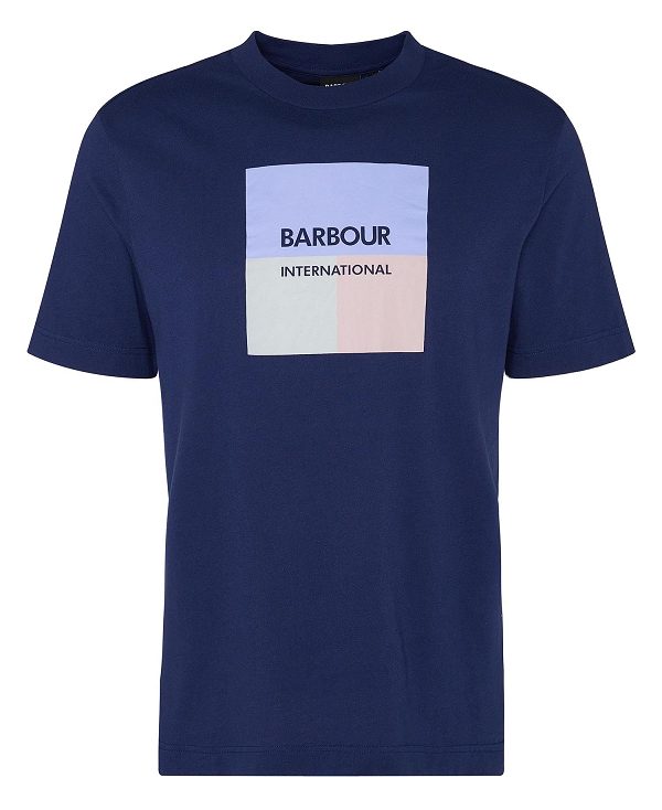 Barbour Triptych Graphic T-shirt Pigment Navy | BABO88328