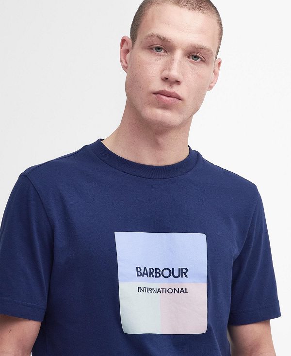 Barbour Triptych Graphic T-shirt Pigment Navy | BABO88328