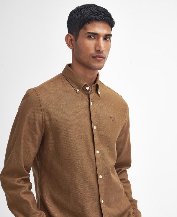 Barbour Twillbridge Tailored Long-sleeved Shirt Beige | BABO87879