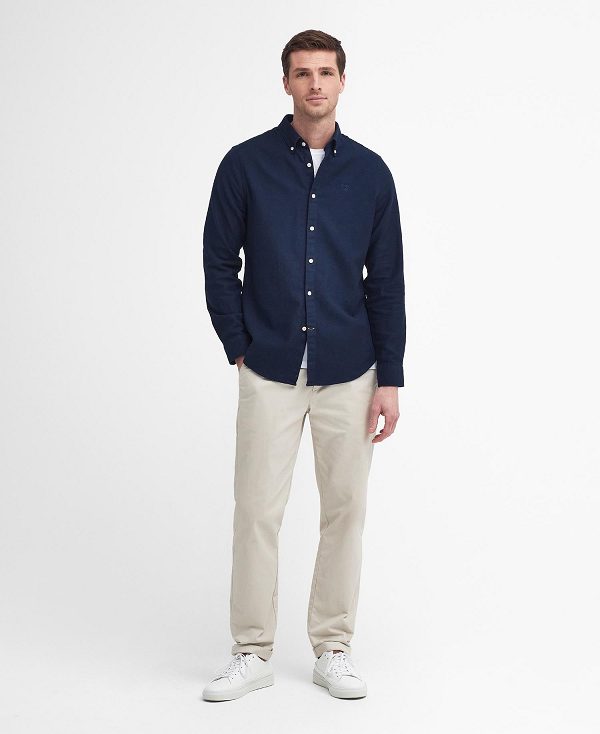 Barbour Twillbridge Tailored Long-sleeved Shirt Navy | BABO87880