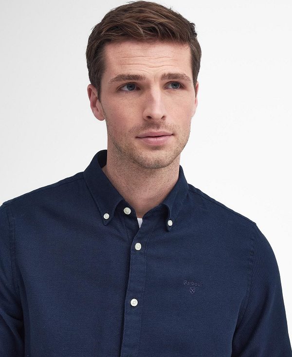 Barbour Twillbridge Tailored Long-sleeved Shirt Navy | BABO87880