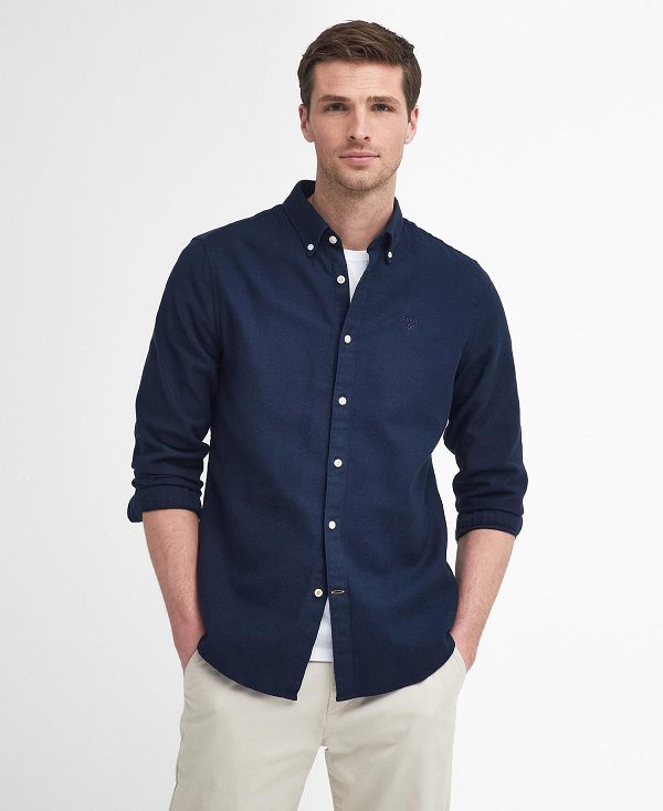 Barbour Twillbridge Tailored Long-sleeved Shirt Navy | BABO87880