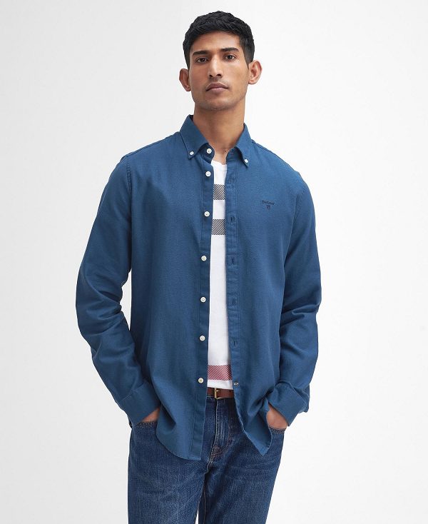 Barbour Twillbridge Tailored Long-sleeved Shirt Navy | BABO87881