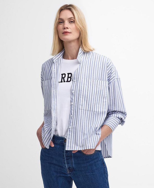 Barbour Violetta Striped Long-sleeved Shirt Sandstone Stripe | BABO89523